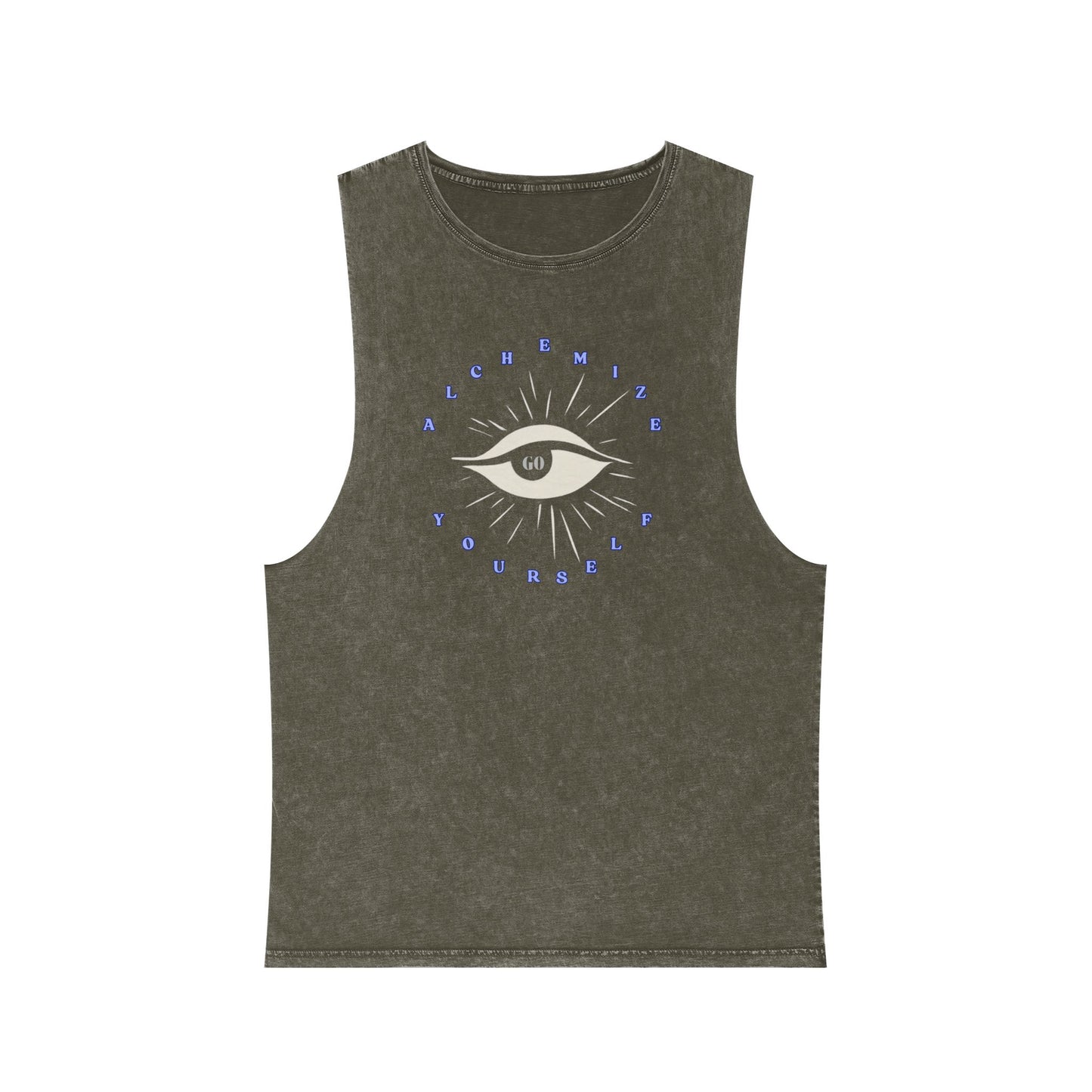 GO ALCHEMIZE YOURSELF Unisex Stonewash Tank Top, Meditation Shirt, Spiritual Tee