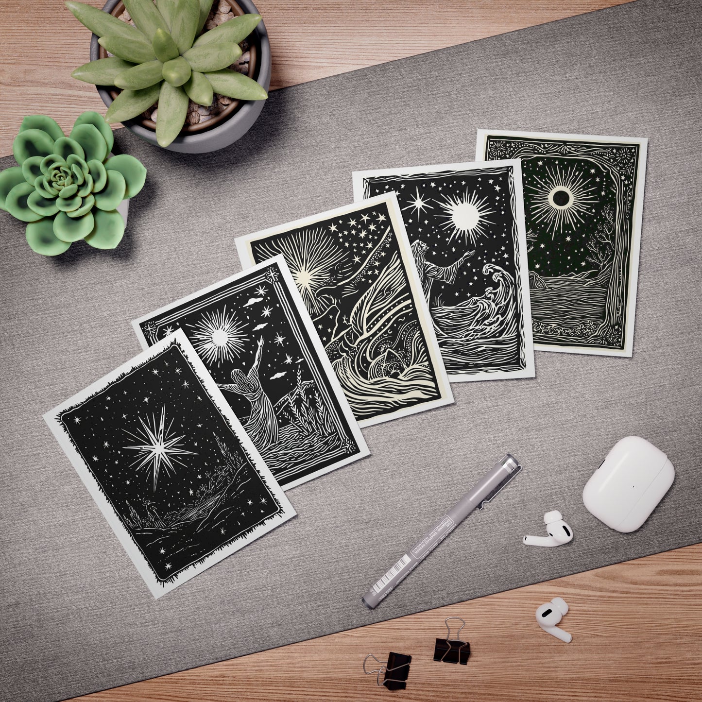 Holiday Winter Light Greeting Cards (5-Pack)