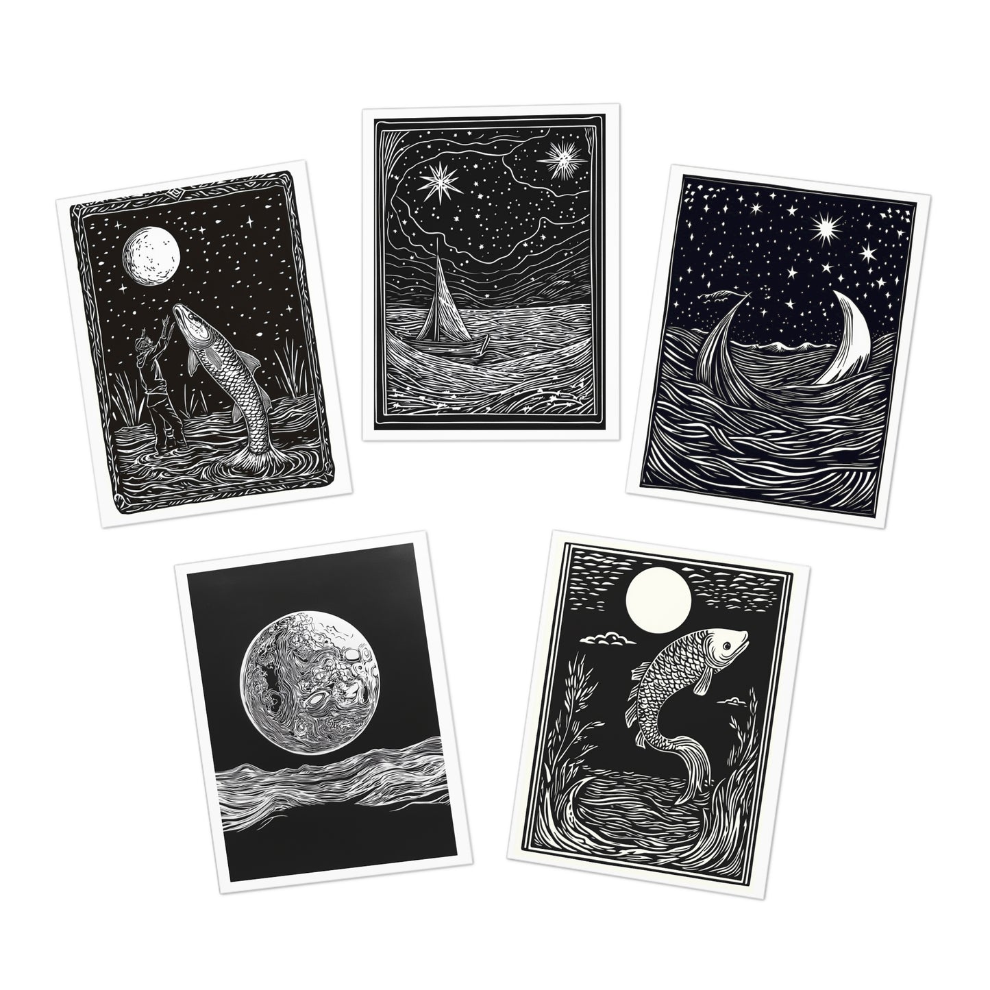 Moon & Tides Greeting Cards (5-Pack)