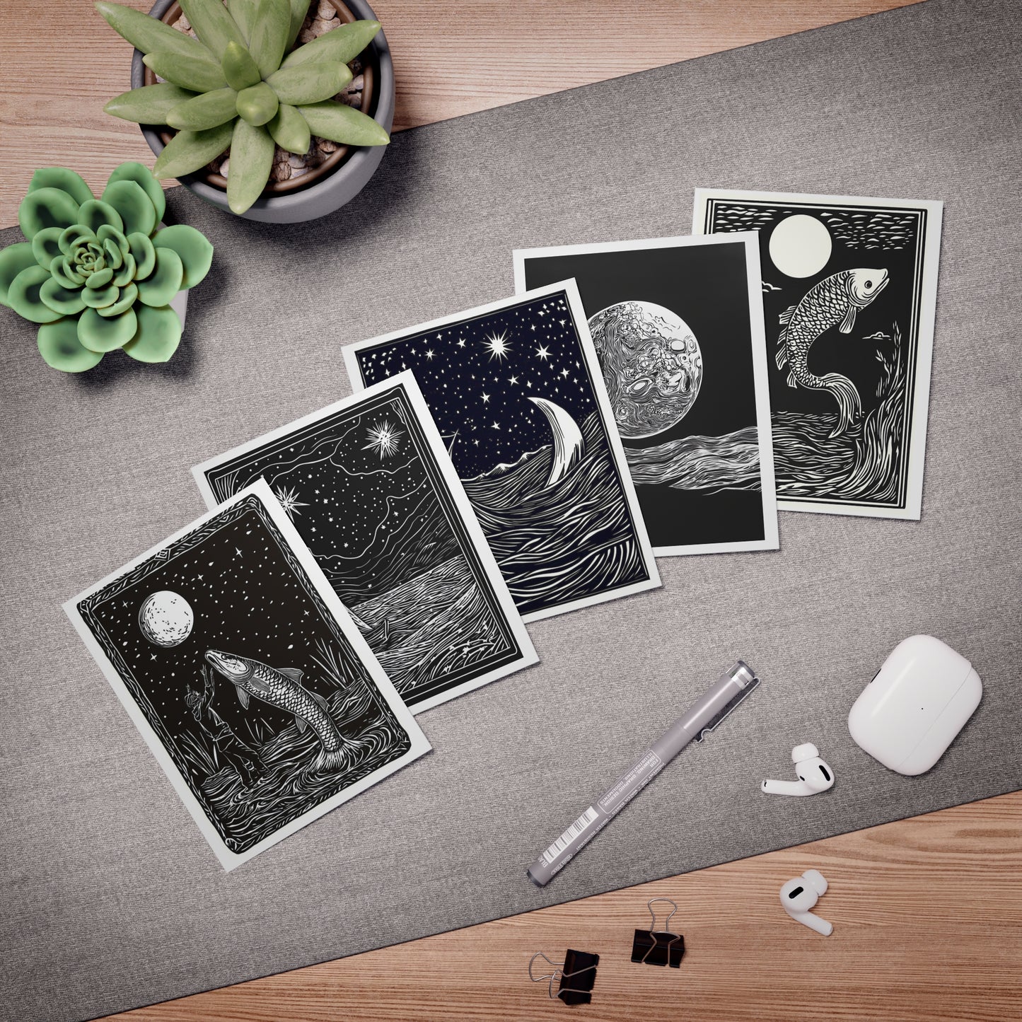 Moon & Tides Greeting Cards (5-Pack)