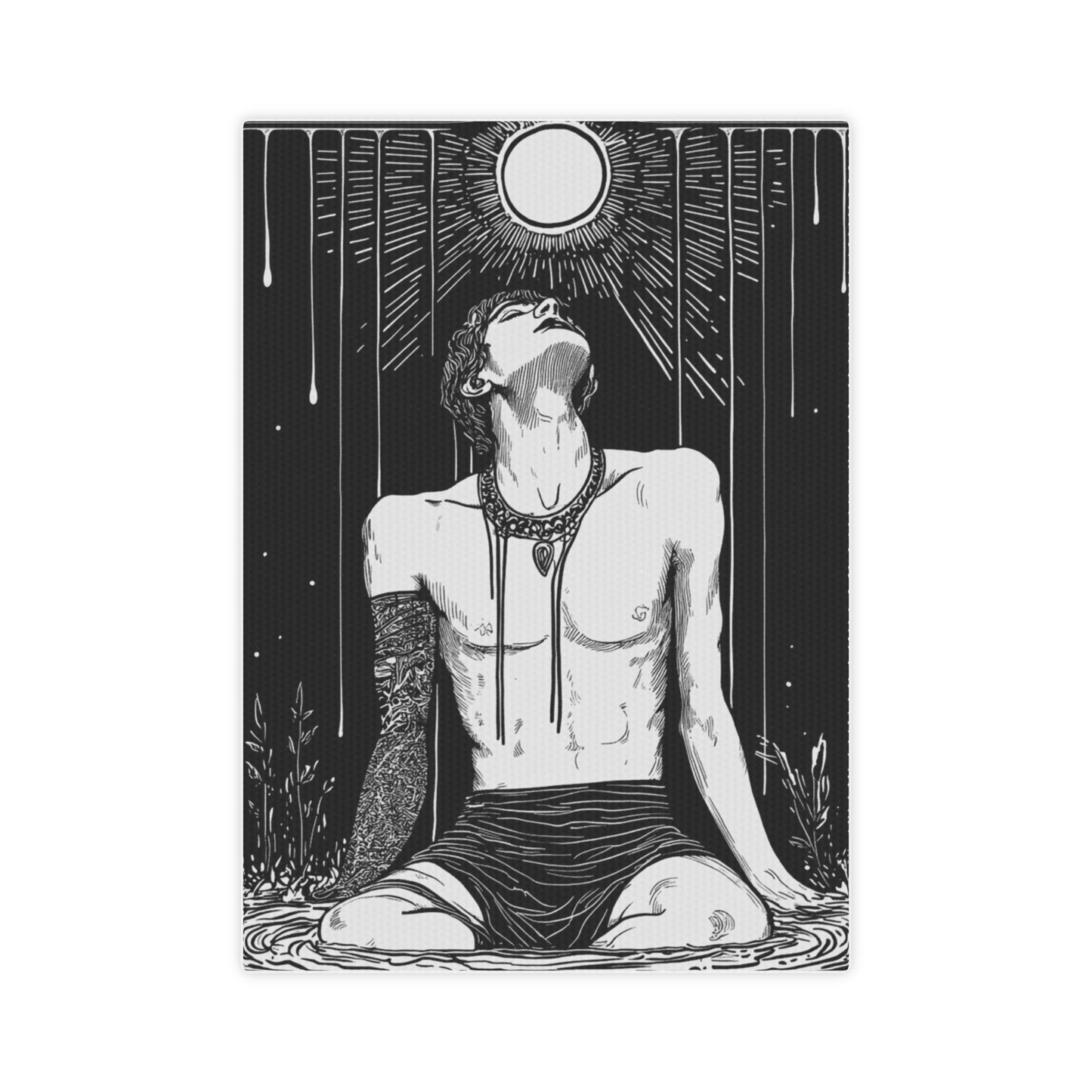 The Sun Meditation Altar Card Altar Tile Black + White 5" x 7"