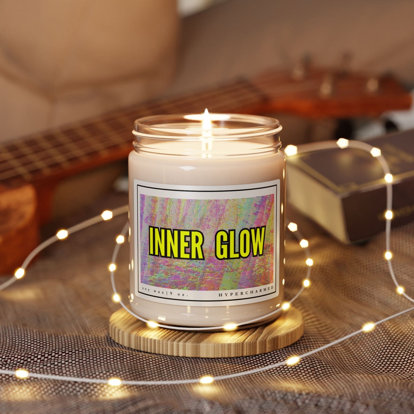 INNER GLOW Scented Soy Candle, Modern Candle, Glass Jar Candle, Magic Candle, Altar Candle, Witch Candle, 9oz Candle Neon Candle