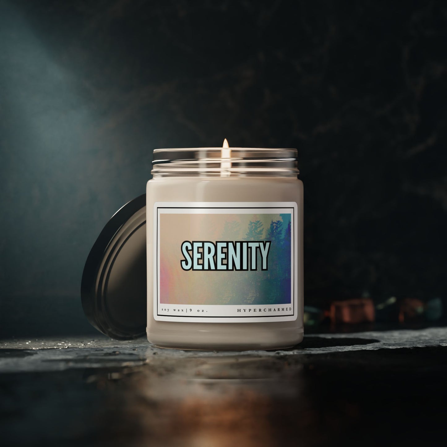 SERENITY Scented Soy Candle, 9oz, Modern Candle, Recovery Gift, Glass Jar Candle, Magic Candle, Altar Candle, Witch Candle, 9oz Candle